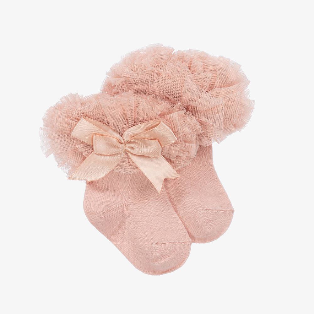 Beau KiD - Дымчато-розовые хлопковые носки с рюшами | Childrensalon