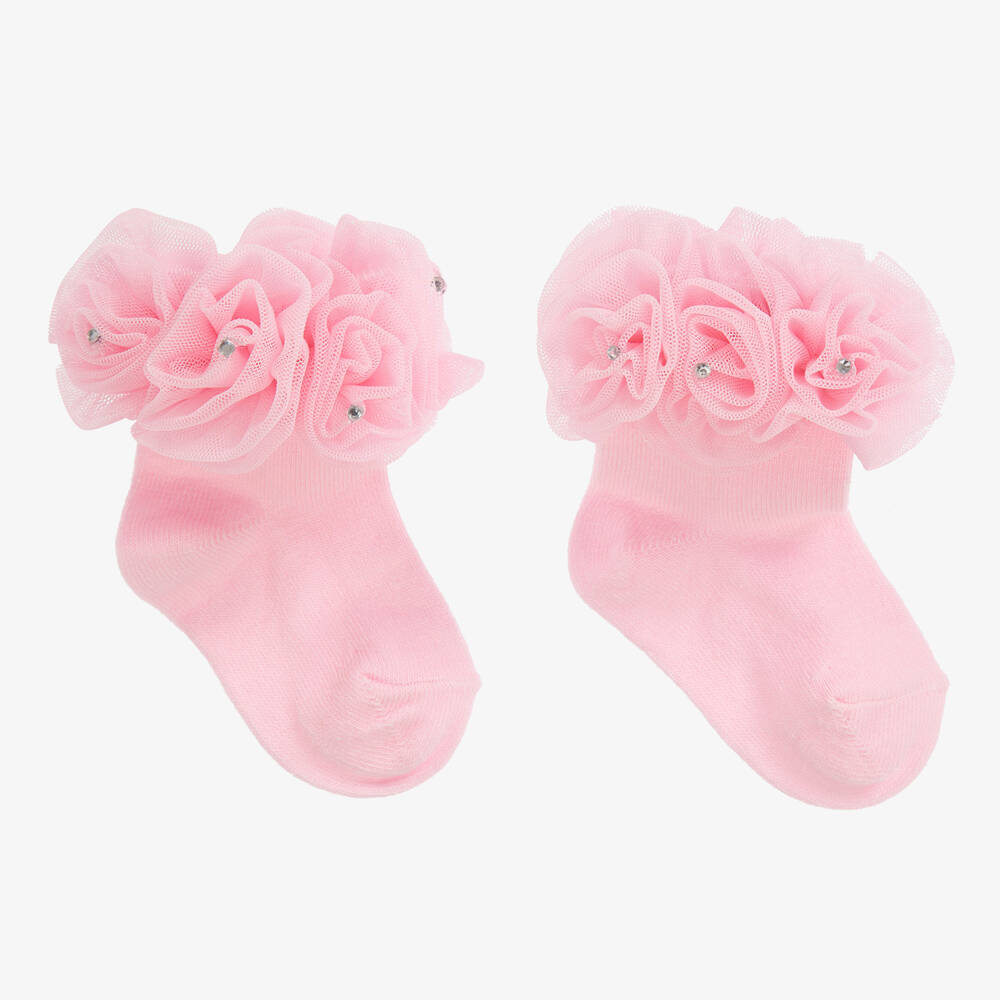 Beau KiD - Chaussettes roses en coton à froufrous | Childrensalon