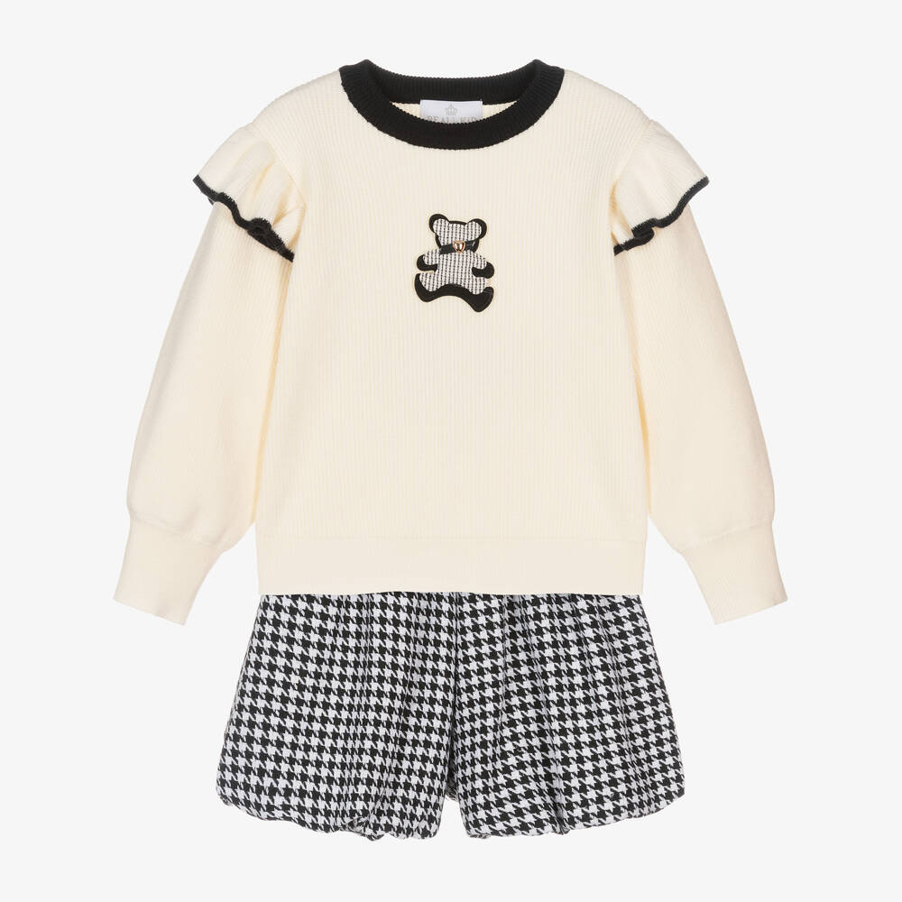 Beau KiD - Girls Black & Ivory Shorts Set | Childrensalon