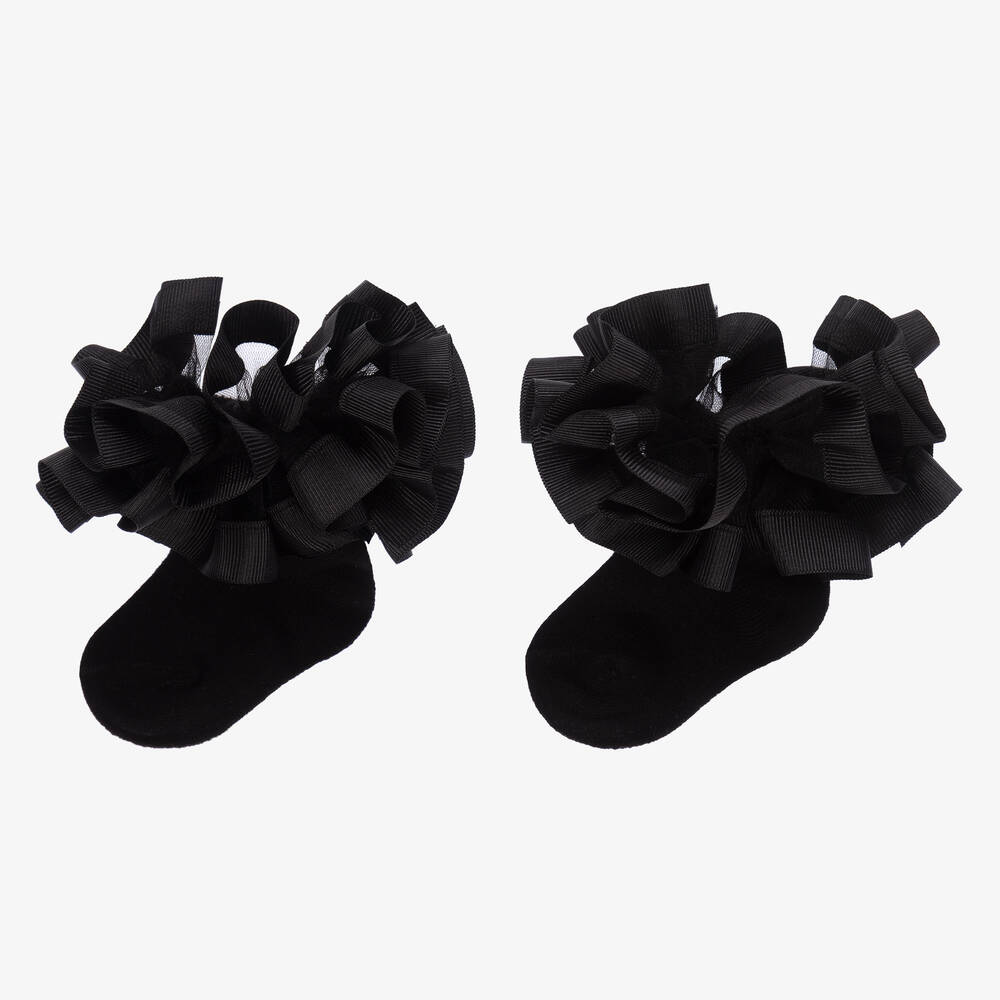 Beau KiD - Girls Black Ruffle Socks | Childrensalon
