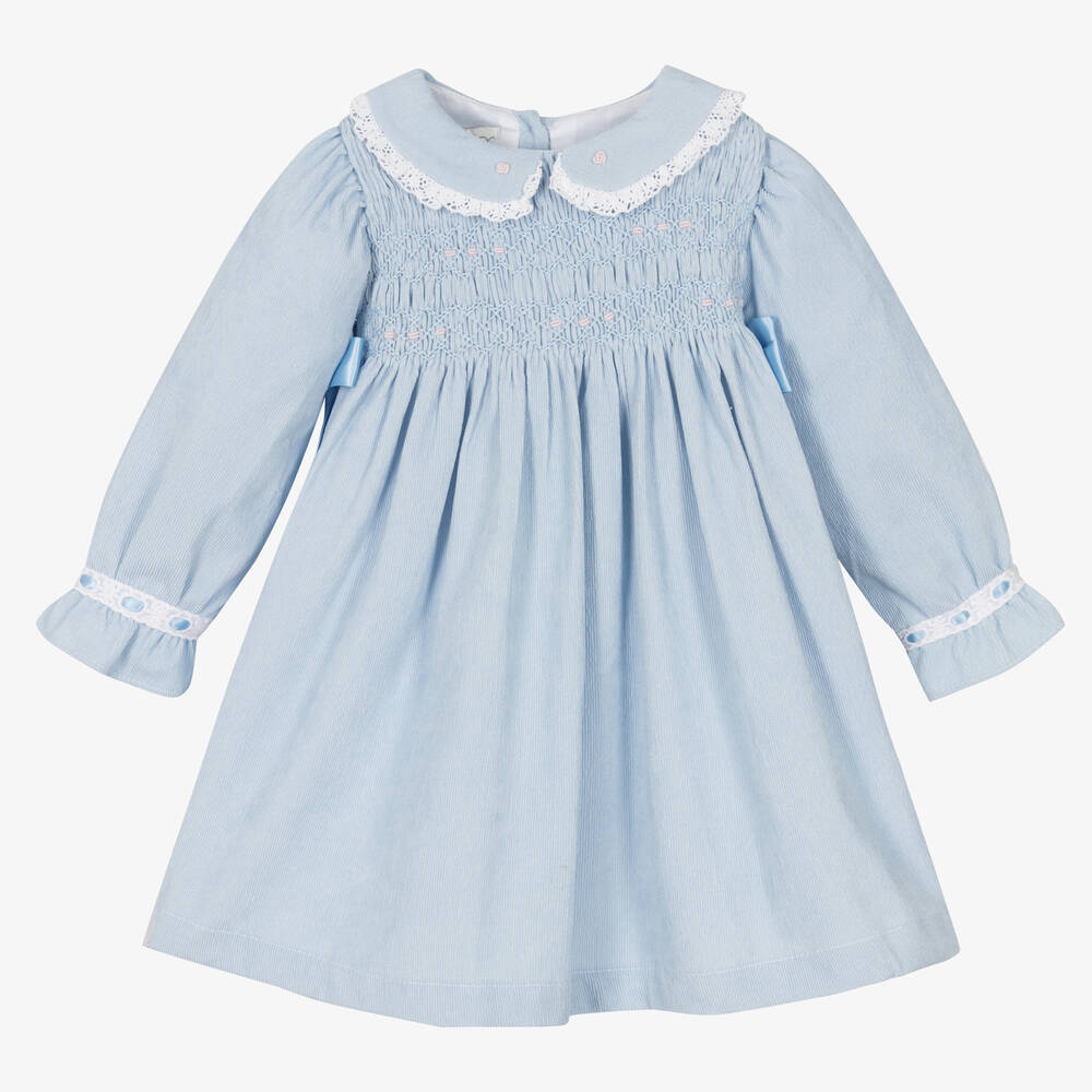 Beau KiD - فستان أطفال بناتي كوردروي لون أزرق | Childrensalon