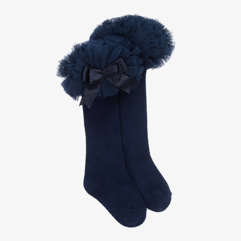 Beau KiD - Girls Blue Cotton Frill Socks | Childrensalon