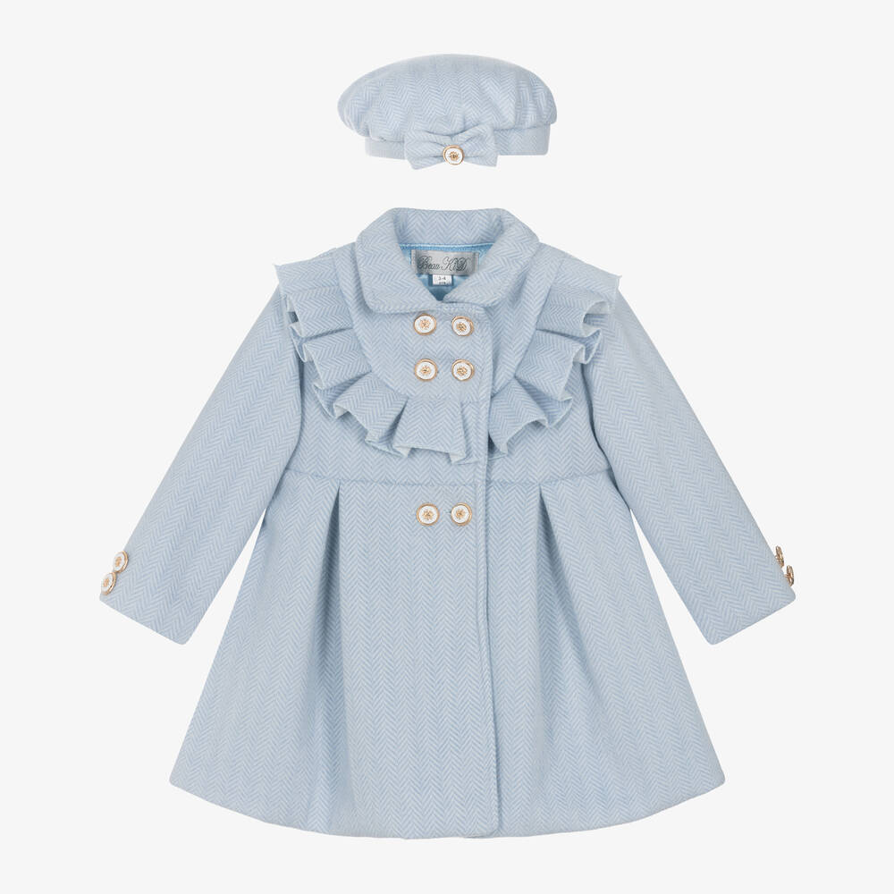 Beau KiD - Girls Blue Felted Coat & Hat Set | Childrensalon