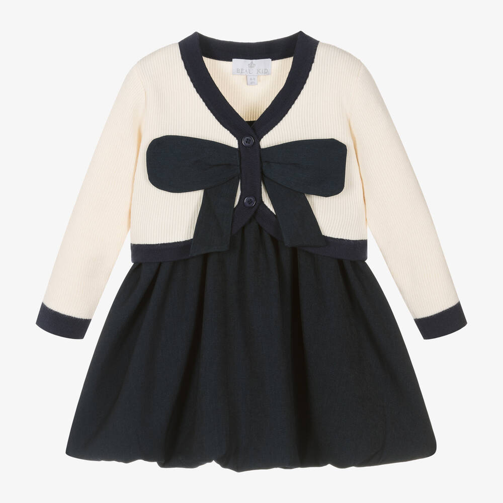 Beau KiD - Girls Ivory & Blue Dress Set | Childrensalon