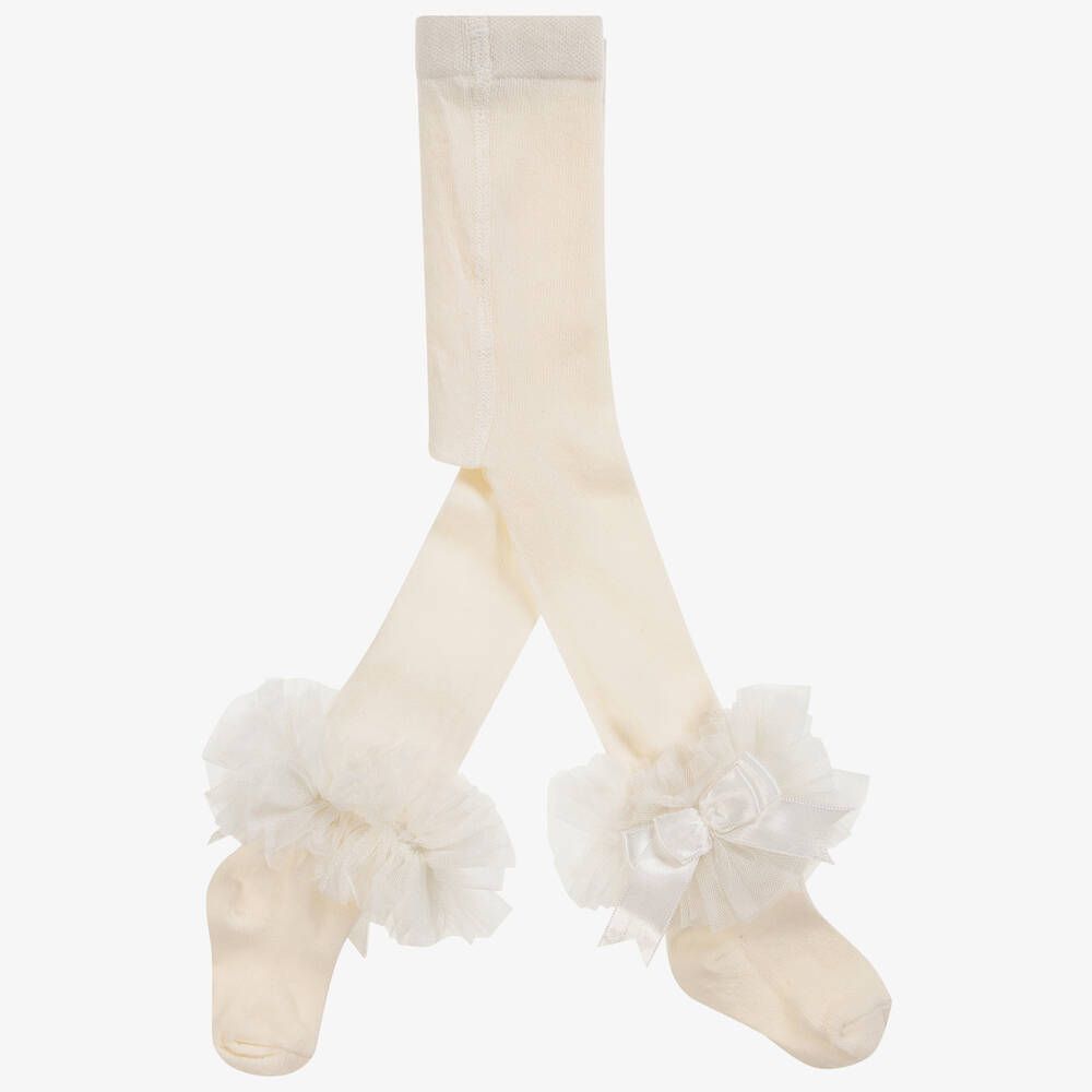 Beau KiD - Girls Ivory Cotton Tights | Childrensalon