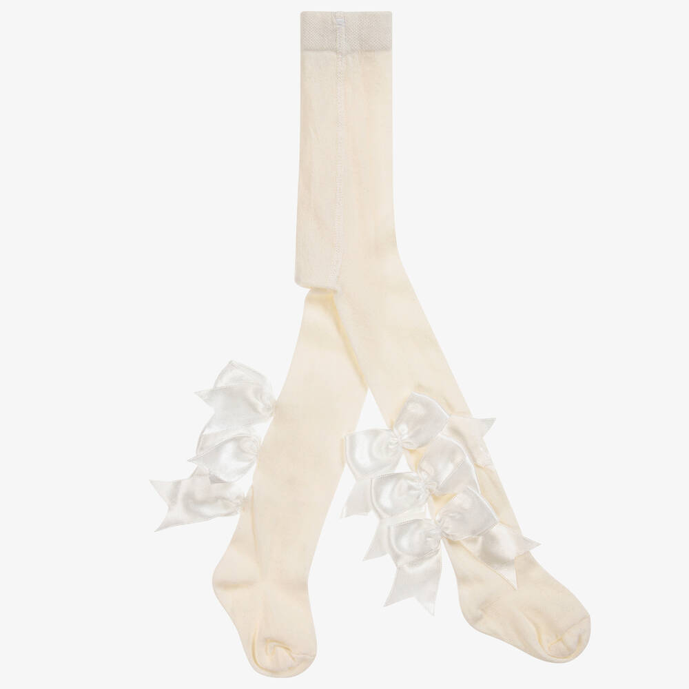 Beau KiD - Collants ivoire en coton Fille | Childrensalon