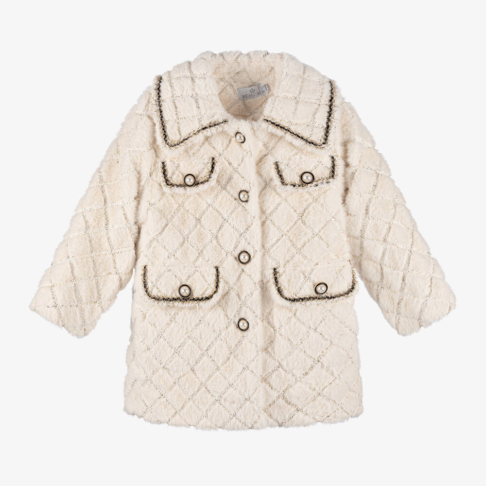 Beau KiD - Girls Ivory Faux Fur Coat | Childrensalon