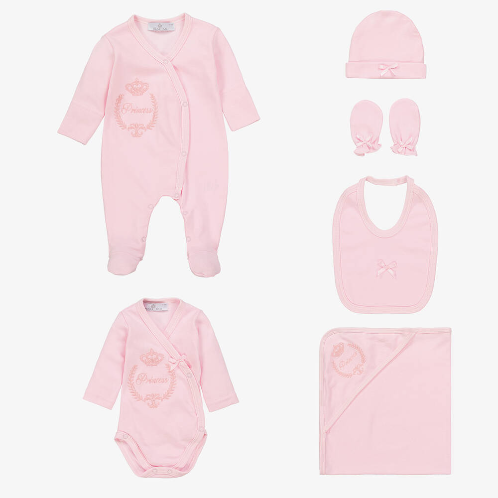Beau KiD - Girls Pink Cotton Babysuit Set | Childrensalon