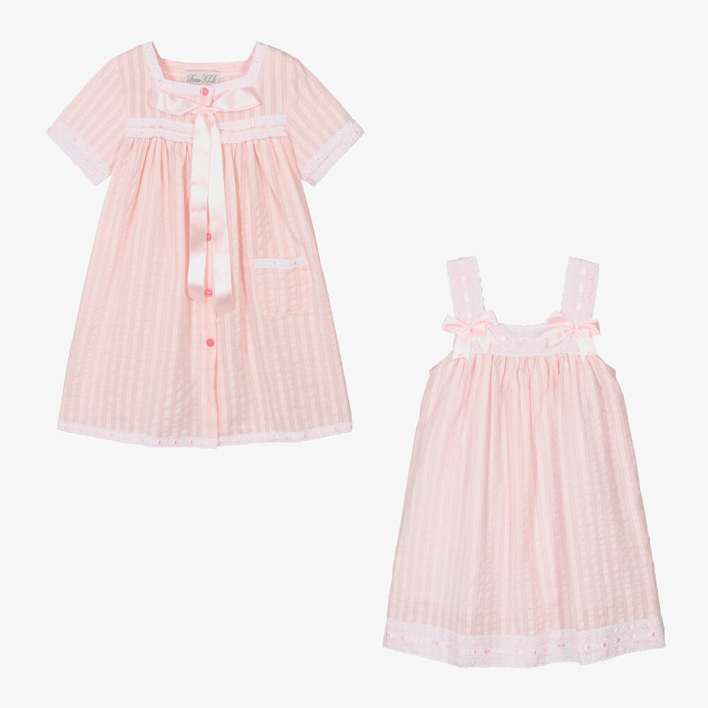 Beau KiD - Girls Pink Cotton Nightdress Set (2 Pack) | Childrensalon