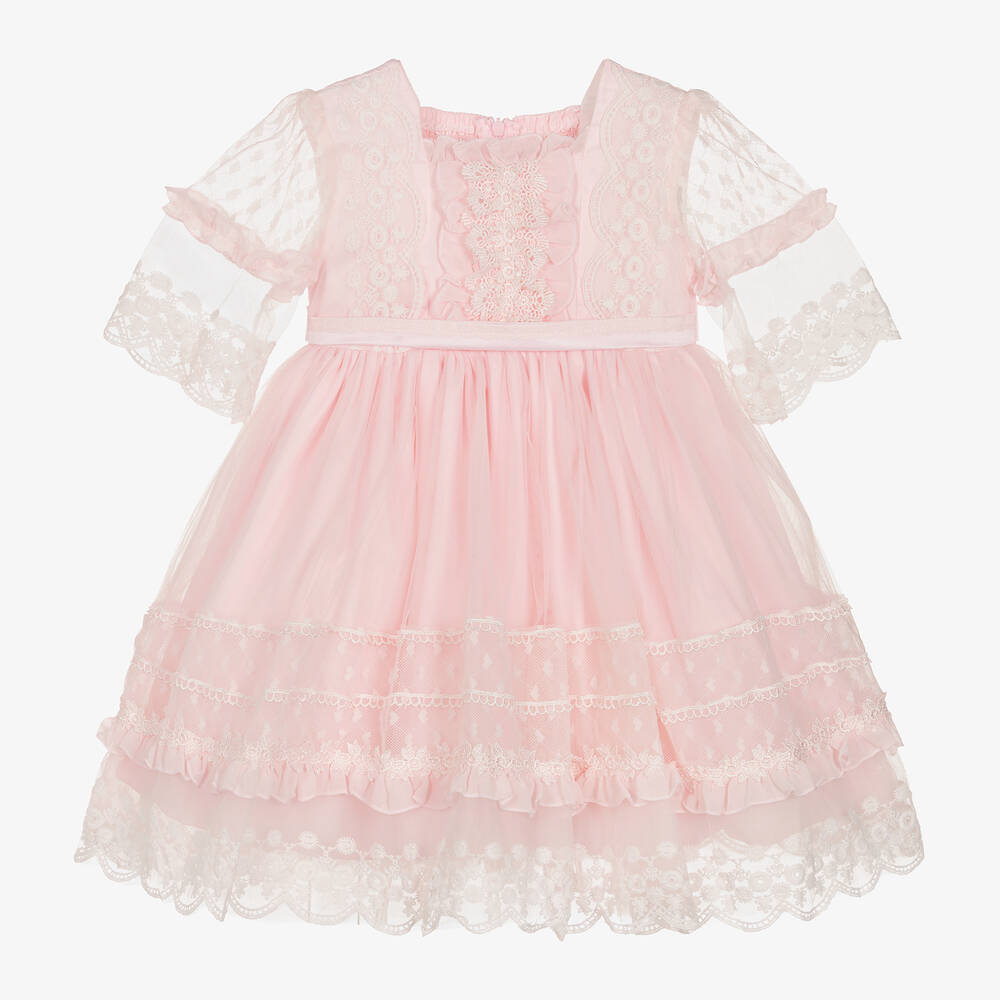 Beau KiD - Girls Pink Embroidered Tulle Dress | Childrensalon