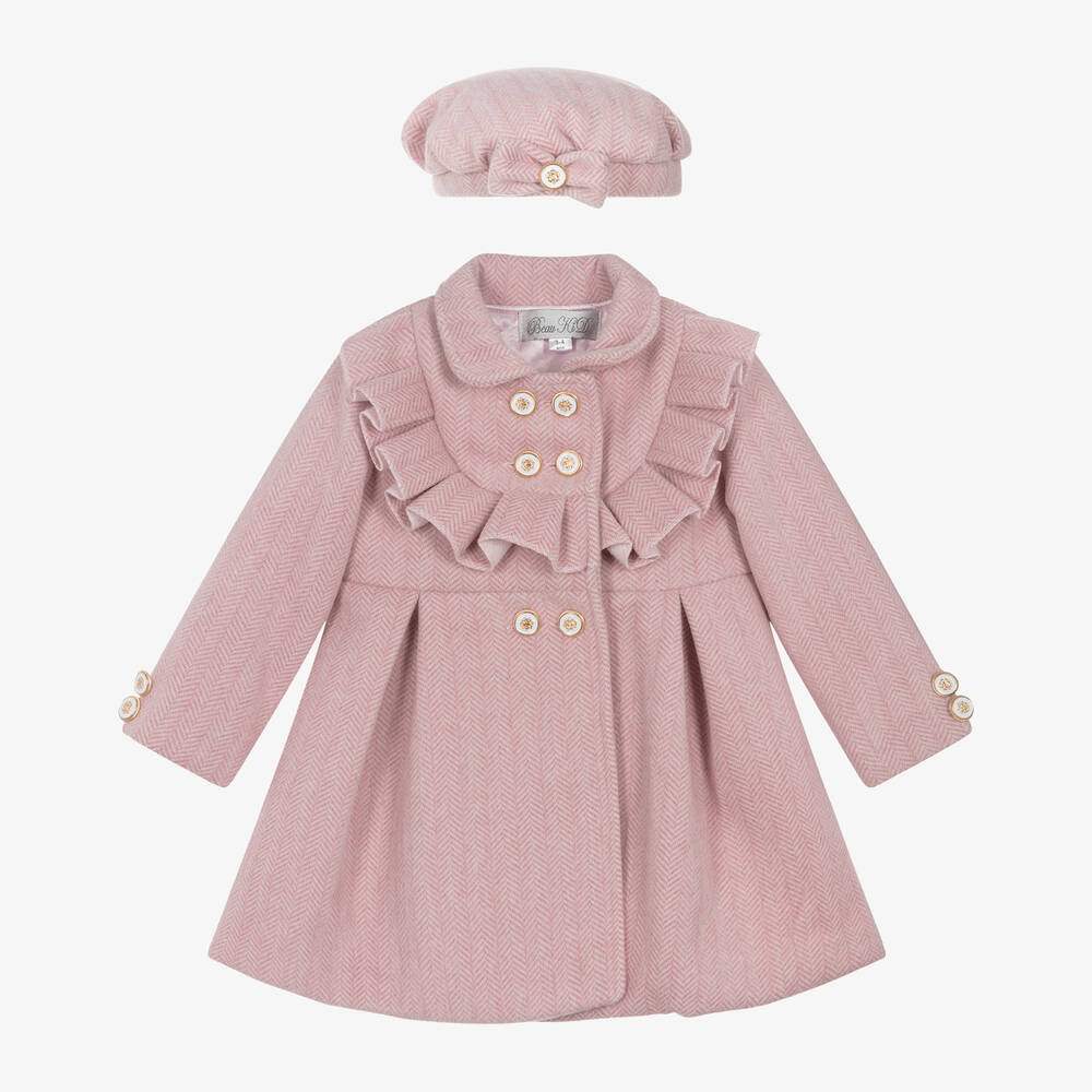 Beau KiD - Girls Pink Felted Coat & Hat Set | Childrensalon