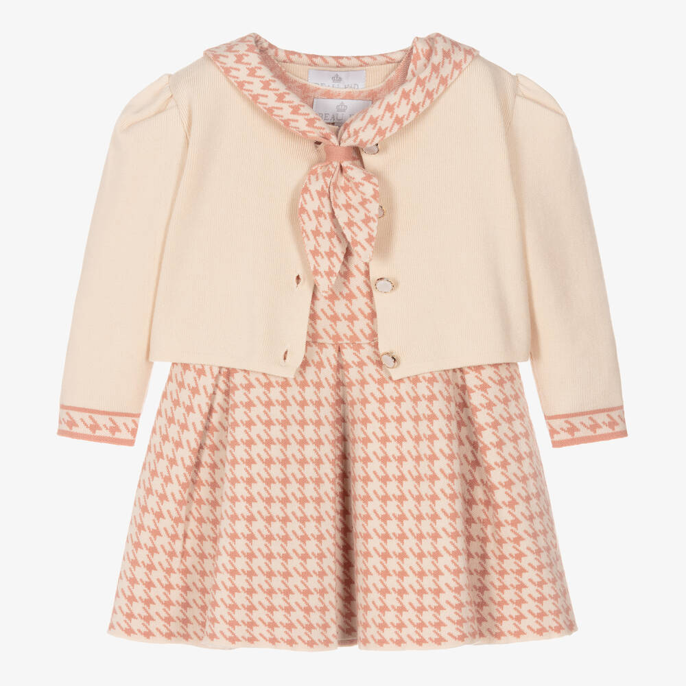 Beau KiD - Girls Pink Knitted Dress & Cardigan Set | Childrensalon