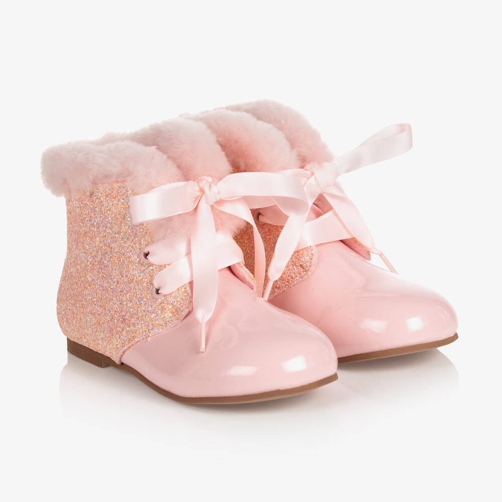 Beau KiD - Girls Pink Leather Boots | Childrensalon