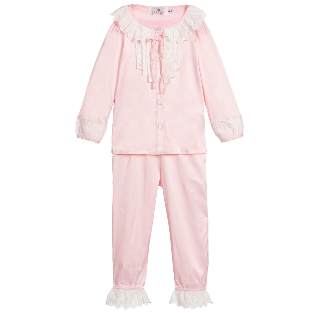 Beau KiD - Girls Pink Satin Pyjamas | Childrensalon