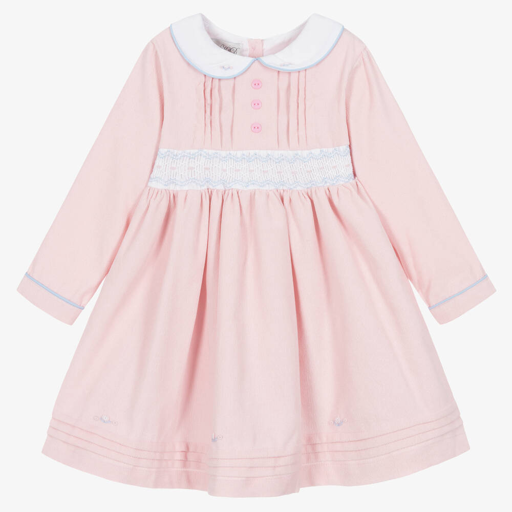 Beau KiD - Girls Pink Smocked Corduroy Dress | Childrensalon