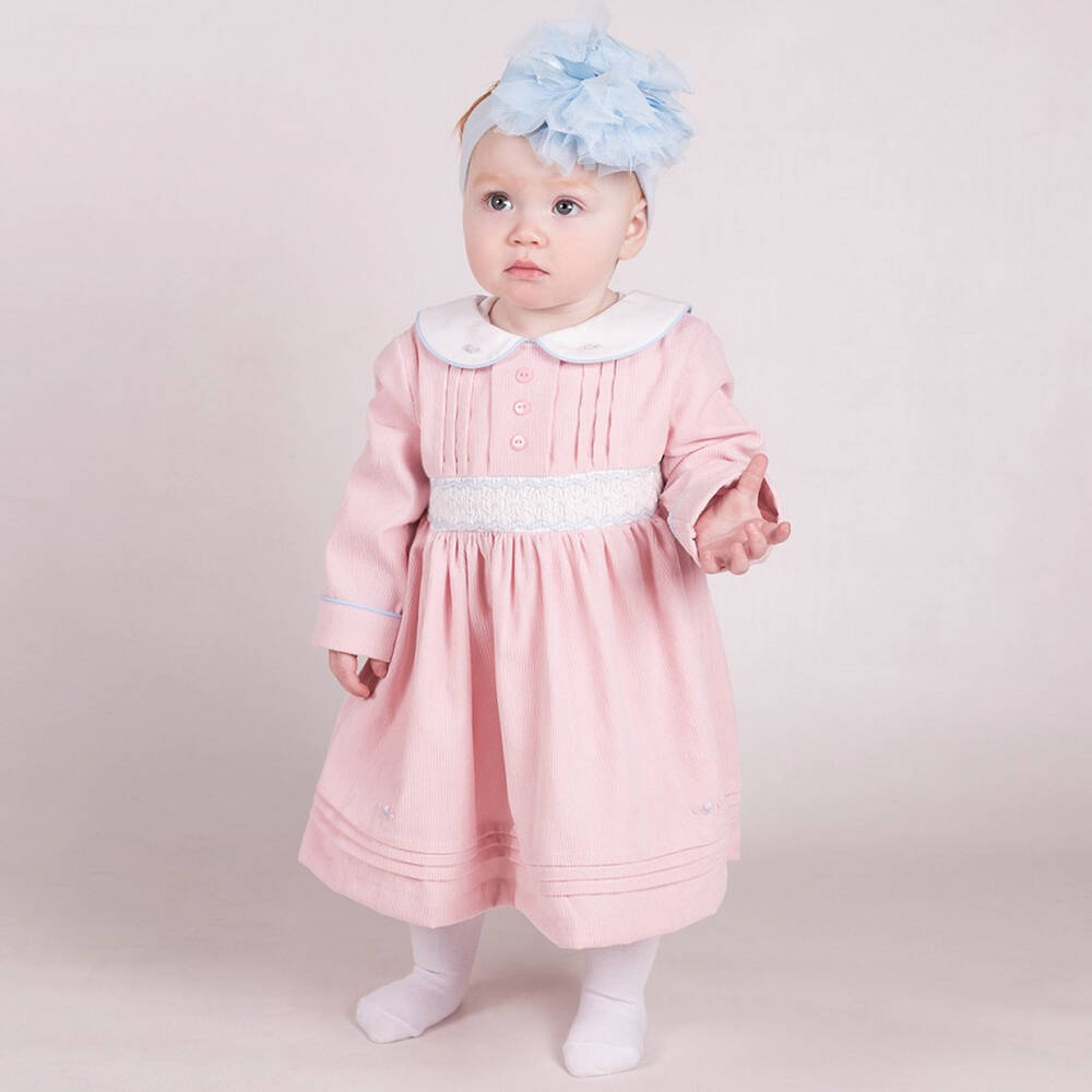 Beau KiD-Girls Pink Smocked Corduroy Dress | Childrensalon