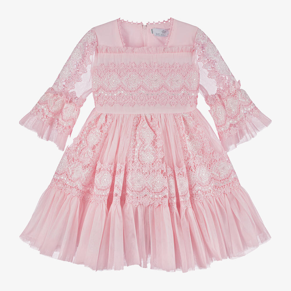 Beau KiD - Girls Pink Tulle & Lace Dress | Childrensalon