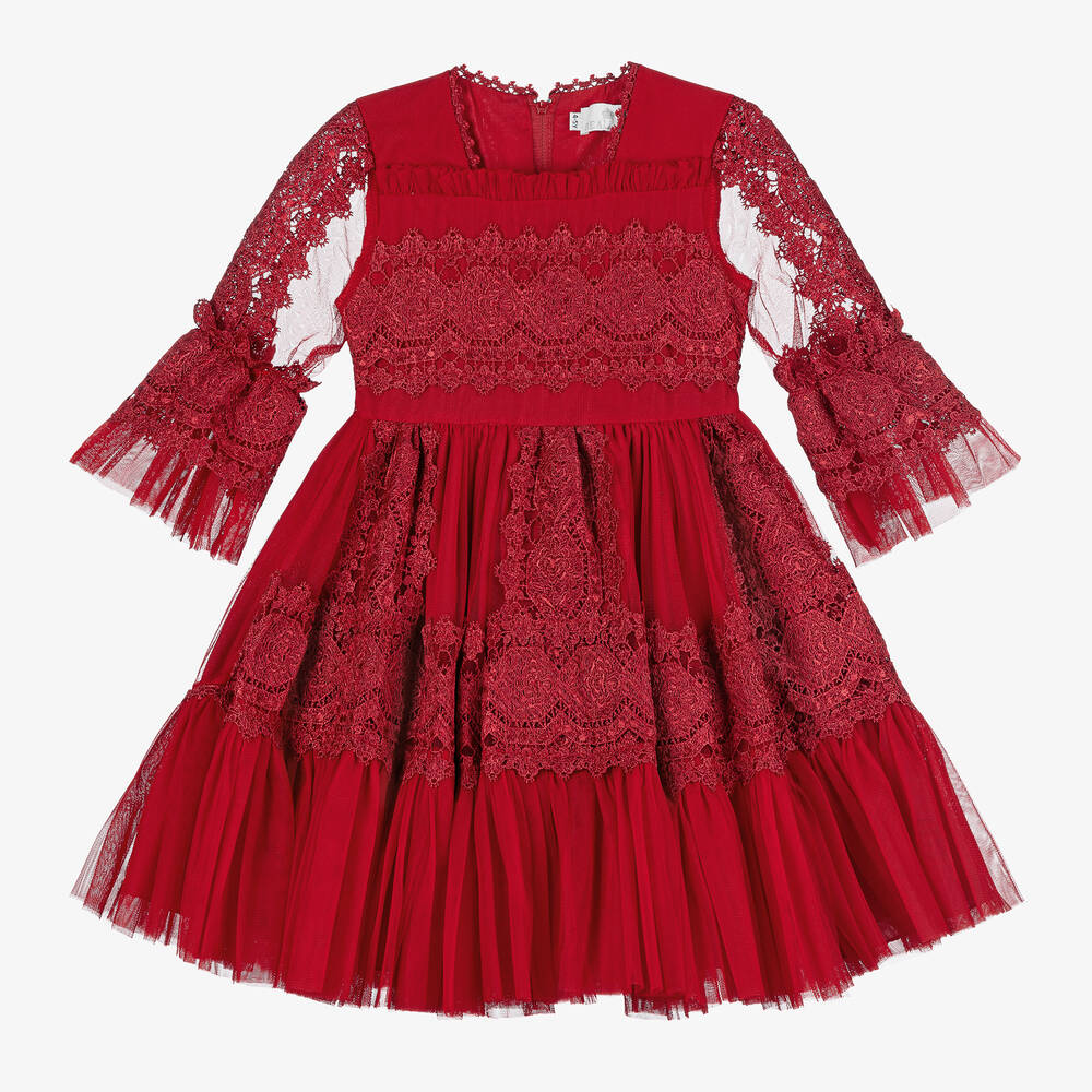 Beau KiD - Girls Red Tulle & Lace Dress | Childrensalon