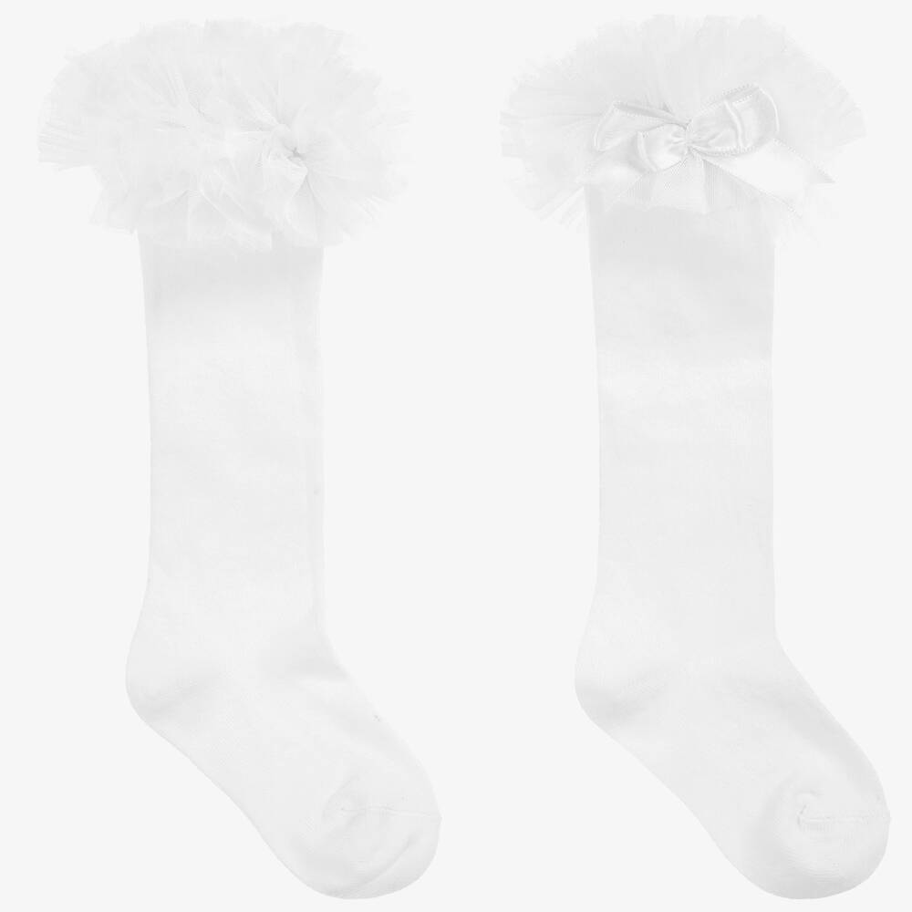 Beau KiD - Chaussettes blanches en coton à froufrous Fille | Childrensalon