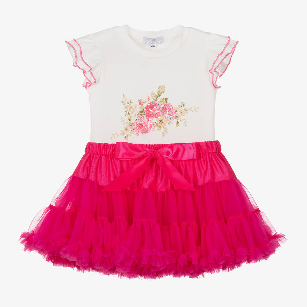 Beau KiD - Girls White & Pink Tutu Skirt Set | Childrensalon