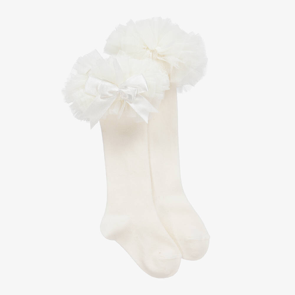 Beau KiD - Ivory Cotton & Tulle Socks | Childrensalon