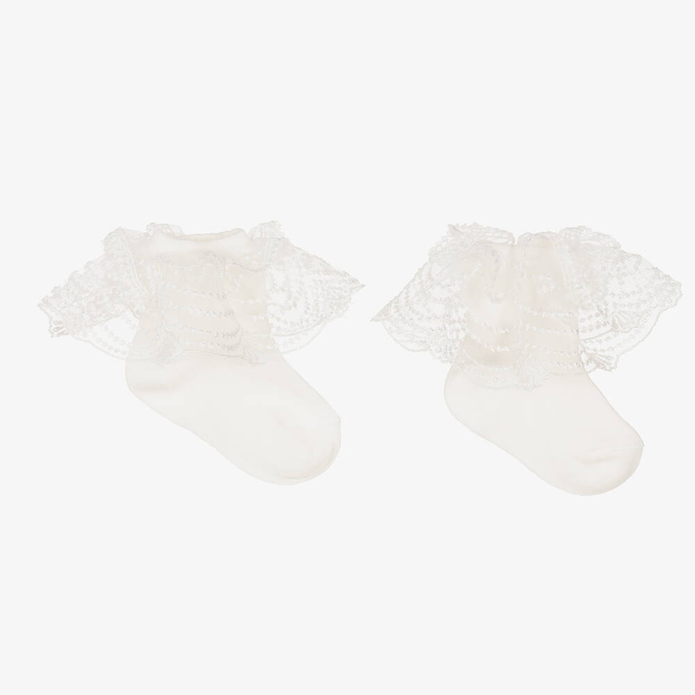 Beau KiD - Ivory Lace Ruffle Socks | Childrensalon
