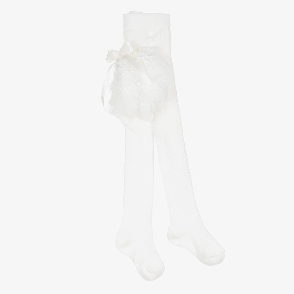 Ivory Lace Ruffle Tights