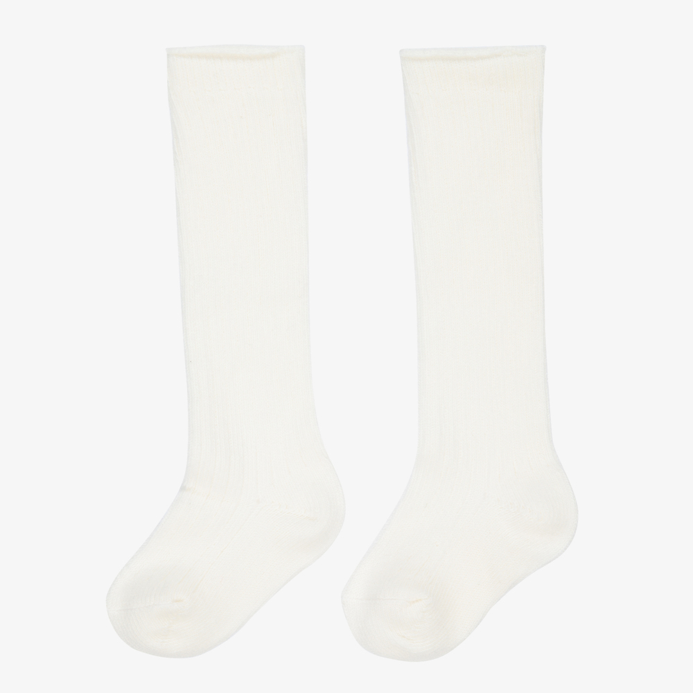 Beau KiD - Ivory Ribbed Cotton Socks | Childrensalon