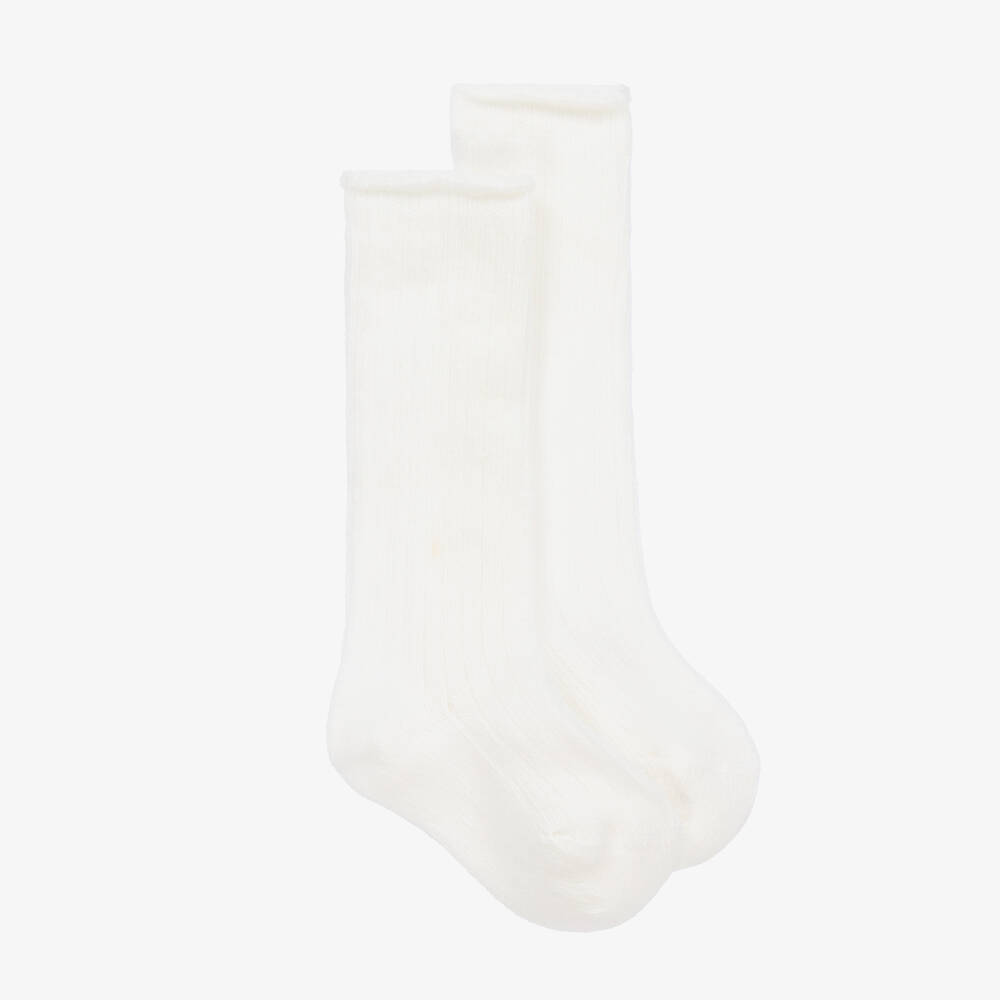 Beau KiD - Ivory Ribbed Cotton Socks | Childrensalon
