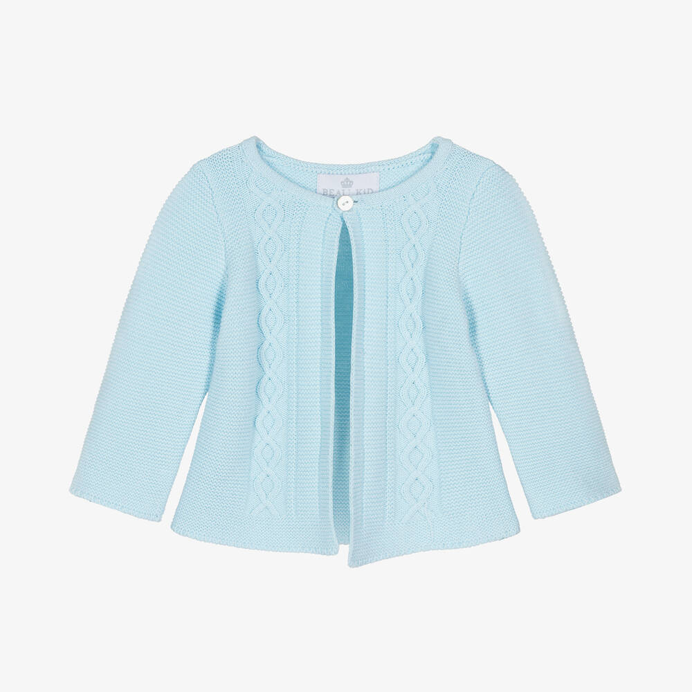 Beau KiD - Light Blue Cotton Knit Baby Cardigan | Childrensalon