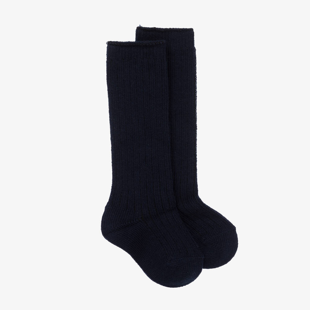 Beau KiD - Navy Blue Ribbed Cotton Socks | Childrensalon
