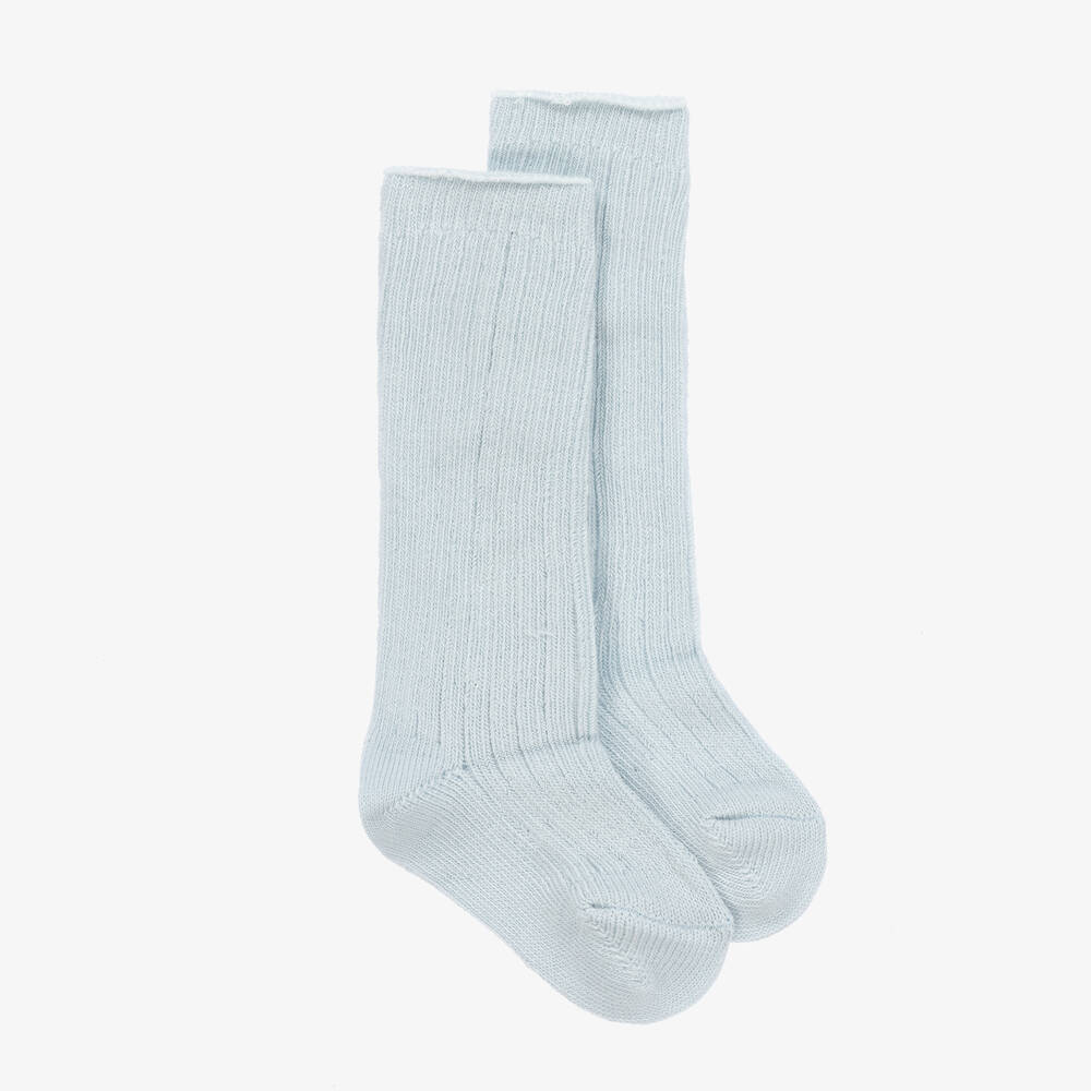 Beau KiD - Pale Blue Ribbed Cotton Socks | Childrensalon
