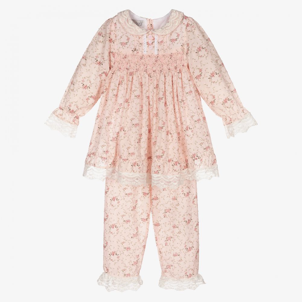 Beau KiD - Rosa, geblümter Baumwoll-Schlafanzug | Childrensalon