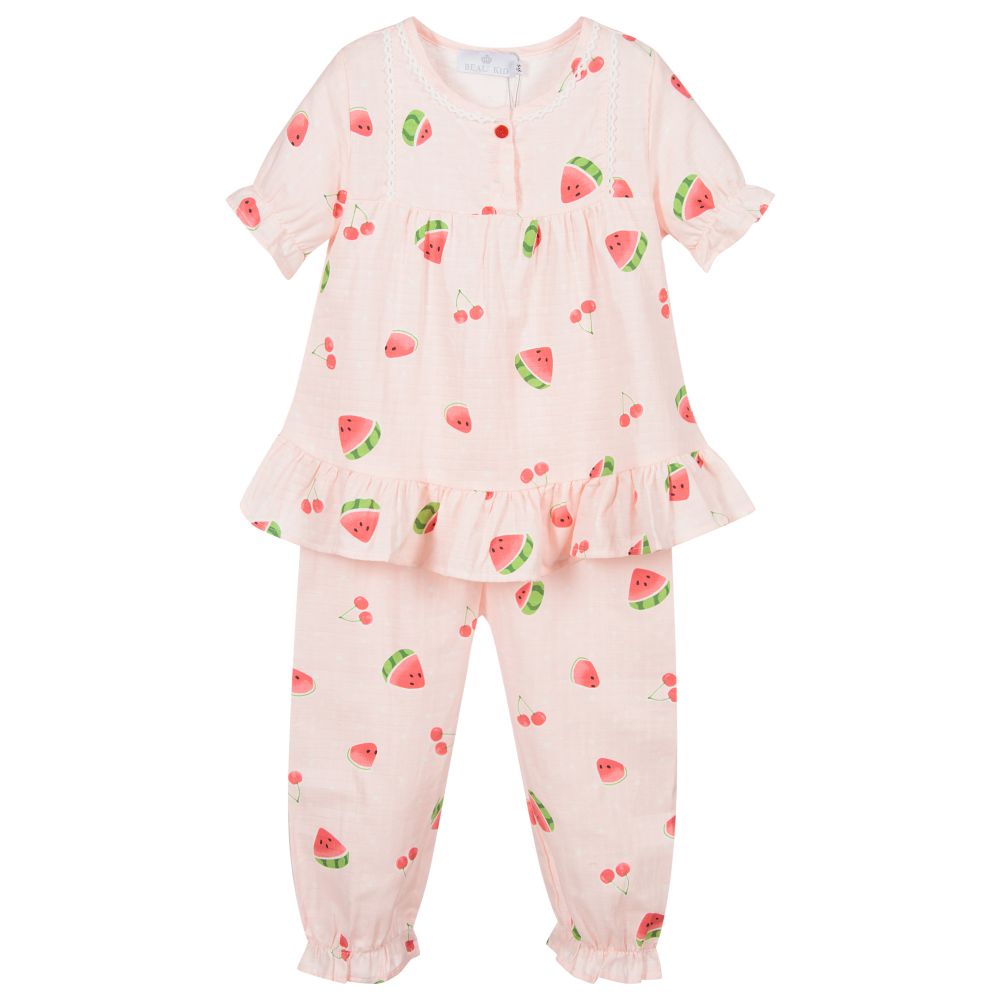 Beau Kid Babies'  Girls Pink Cotton Pyjamas