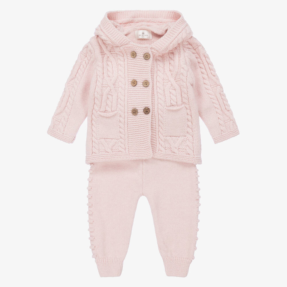 Beau KiD - Pink Knitted Baby Trouser Set | Childrensalon
