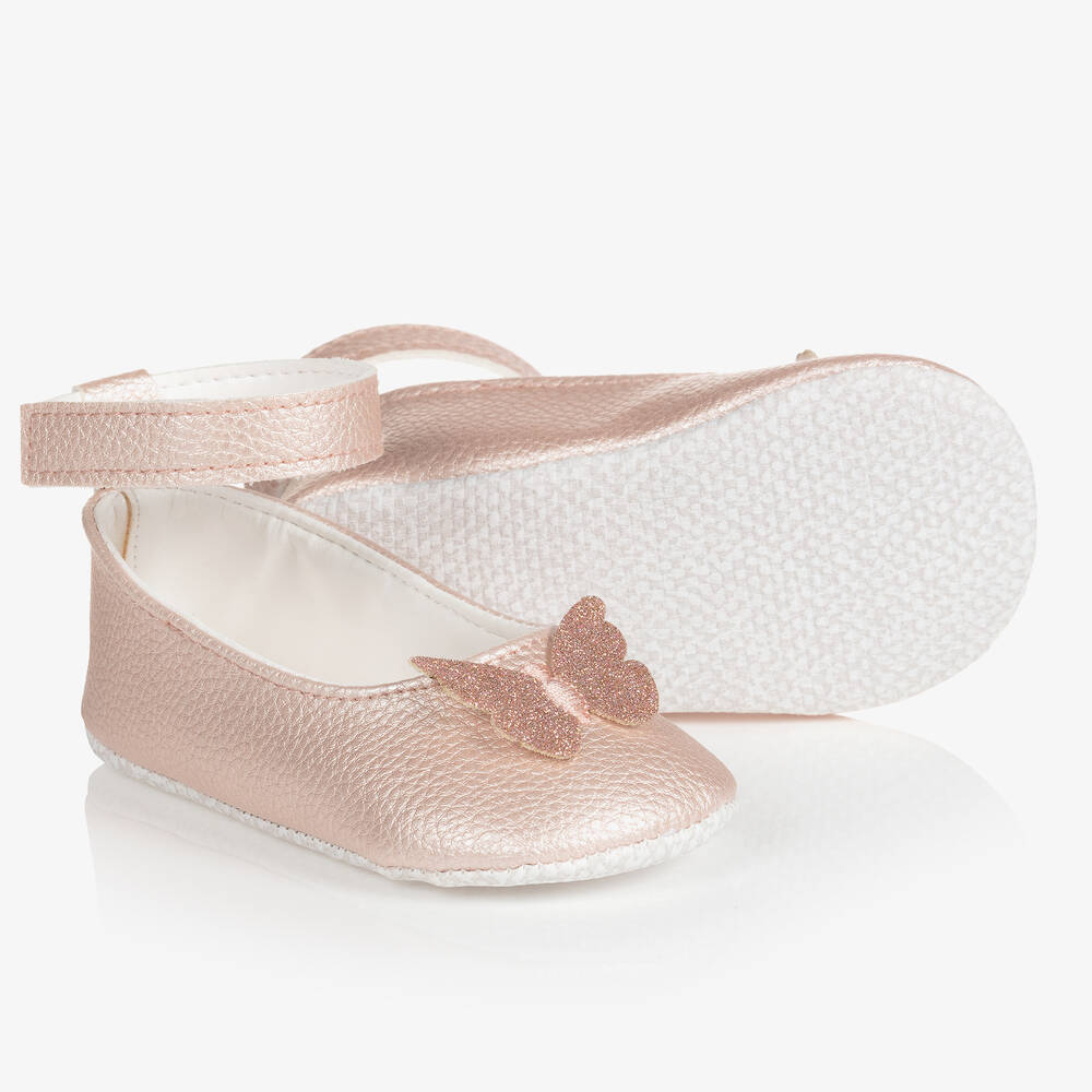 Beau KiD - حذاء جلد صناعي لمرحلة ما قبل المشي لون زهري للمولودات | Childrensalon