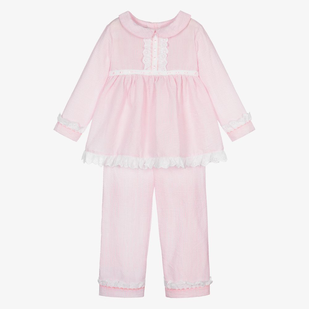 Beau KiD - Pyjama rose rayé en coton | Childrensalon