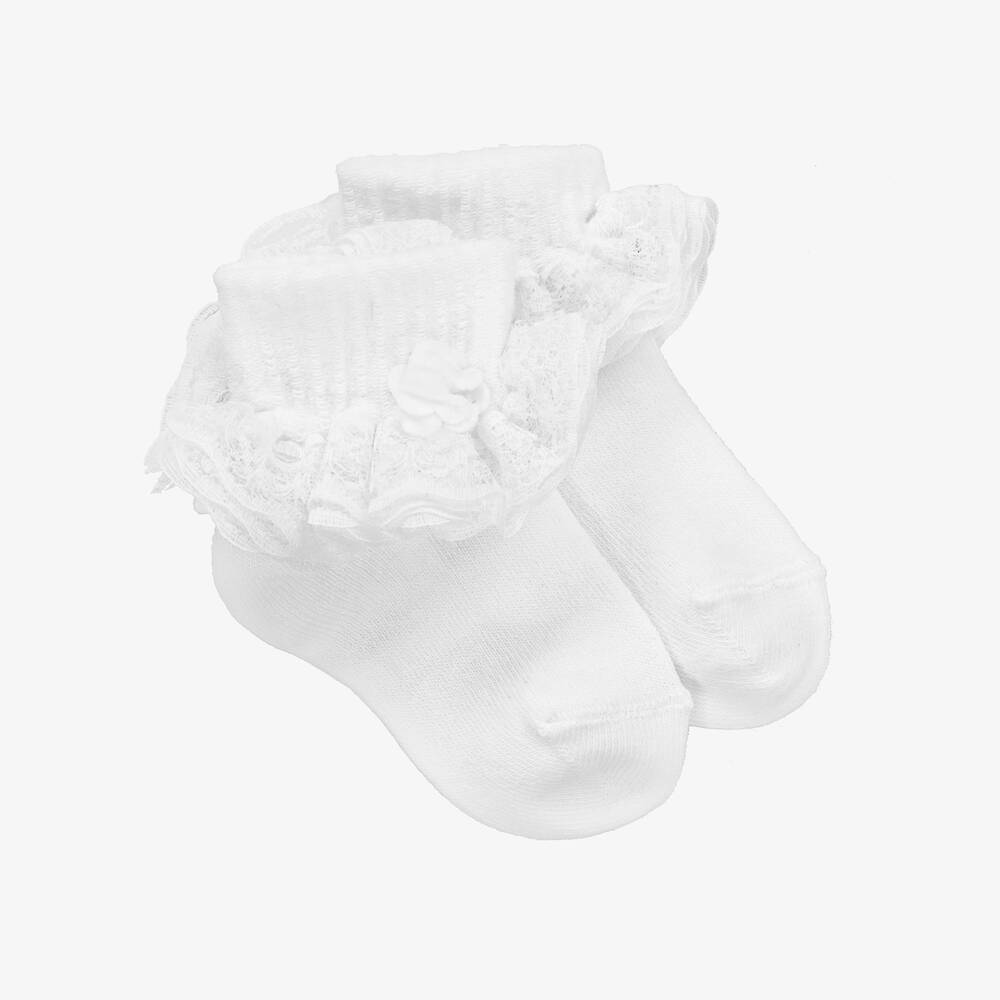 Beau KiD - Chaussettes blanches en coton et en dentelle | Childrensalon