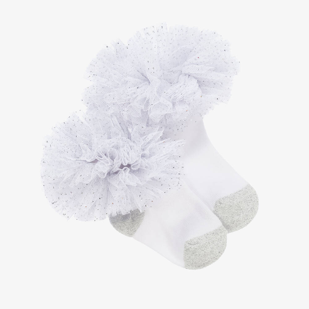 Beau KiD - White Cotton & Tulle Socks | Childrensalon