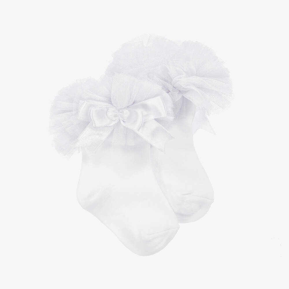 Beau KiD - White Frilly Cotton Socks | Childrensalon