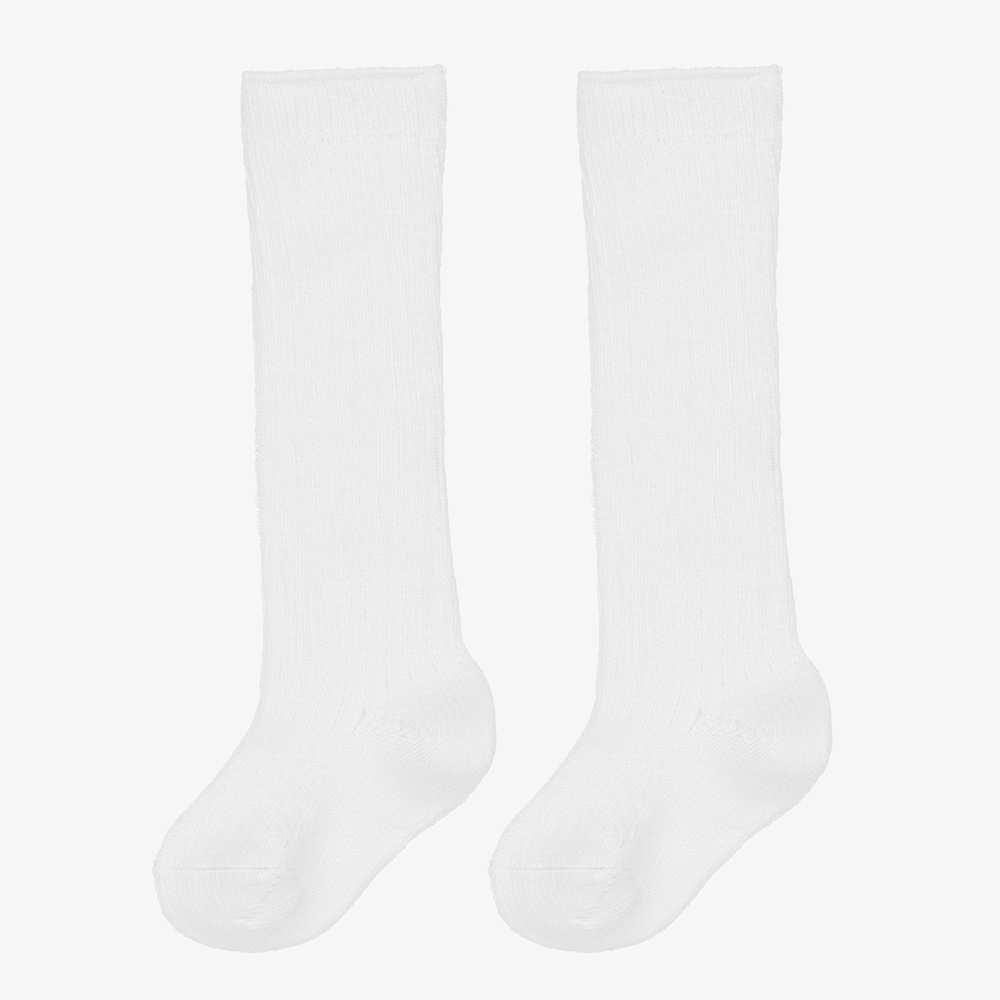Beau KiD - White Ribbed Cotton Socks | Childrensalon