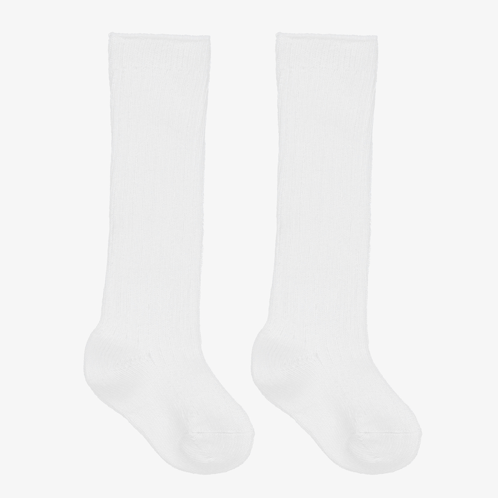 Beau KiD - White Ribbed Cotton Socks | Childrensalon