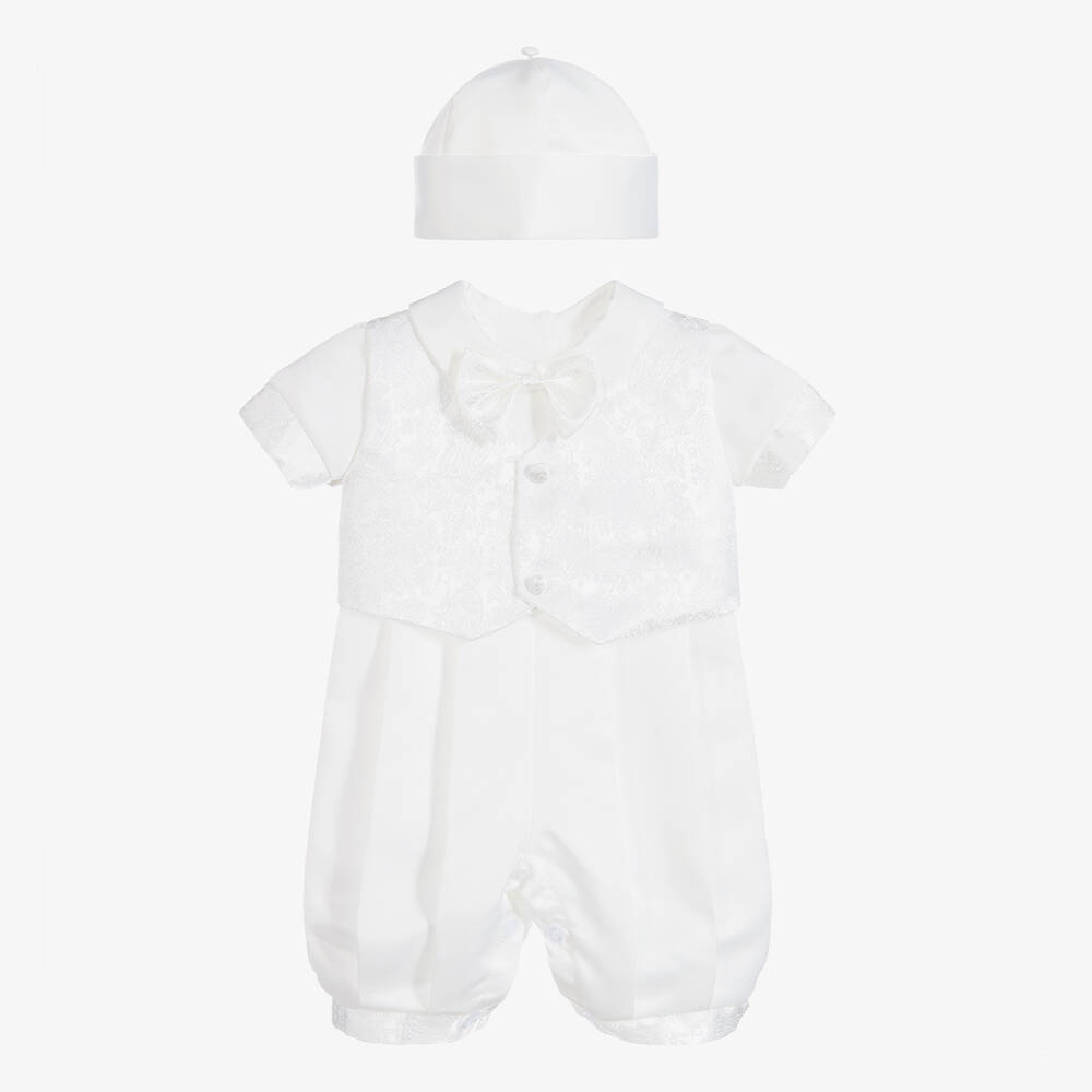 Beau KiD - White Satin Babysuit Set | Childrensalon