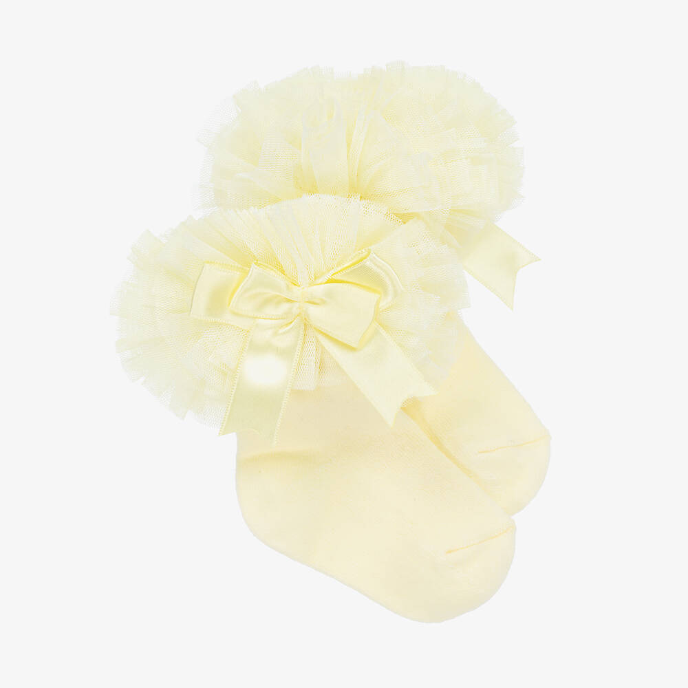 Beau KiD - Yellow Frilly Cotton Socks | Childrensalon