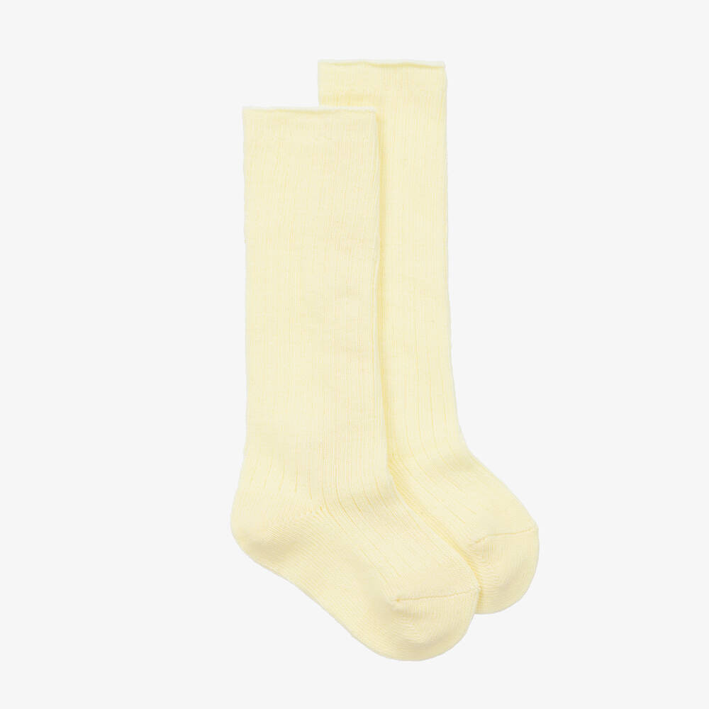 Beau KiD - Chaussettes jaunes côtelées en coton | Childrensalon