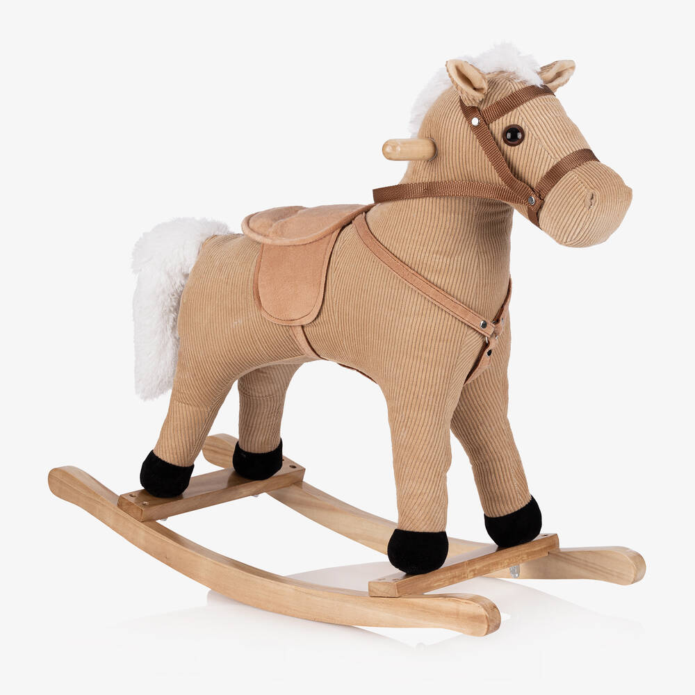 Bigjigs - Beige Corduroy Rocking Horse (65cm) | Childrensalon