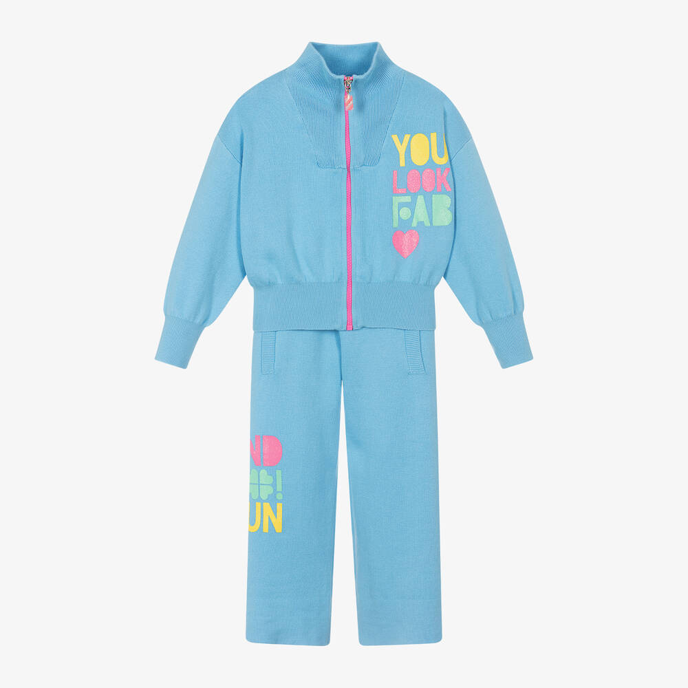 Billieblush - Girls Blue Cotton Knit Tracksuit | Childrensalon