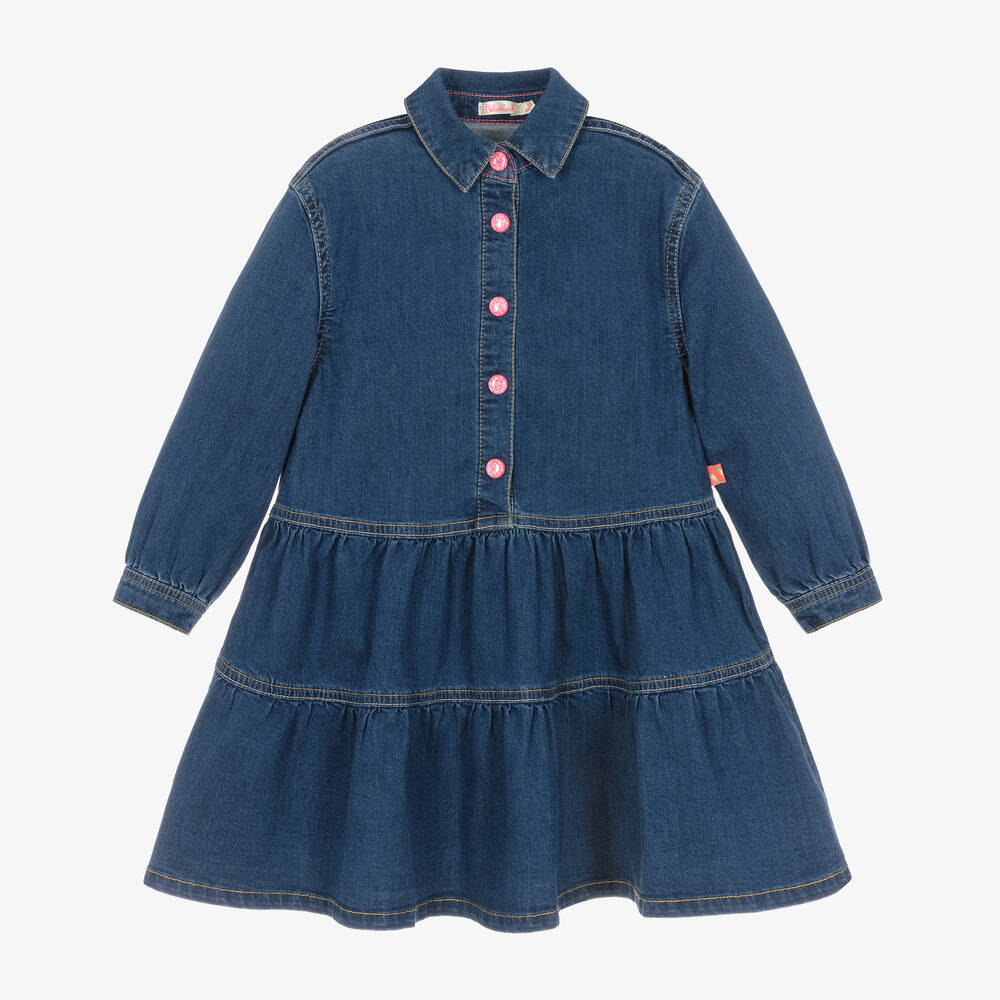 Billieblush - Girls Blue Denim Sequin Dress | Childrensalon