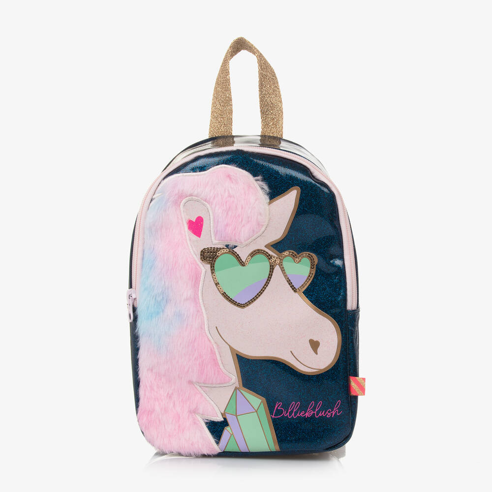 Billieblush - Girls Blue Fluffy Unicorn Backpack (26cm) | Childrensalon