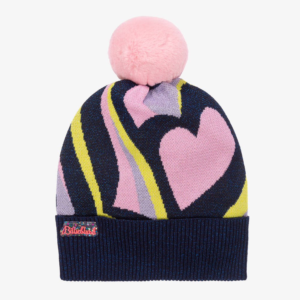 Billieblush - قبعة بوم-بوم مزيج فيسكوز محبوك لون كحلي وزهري | Childrensalon